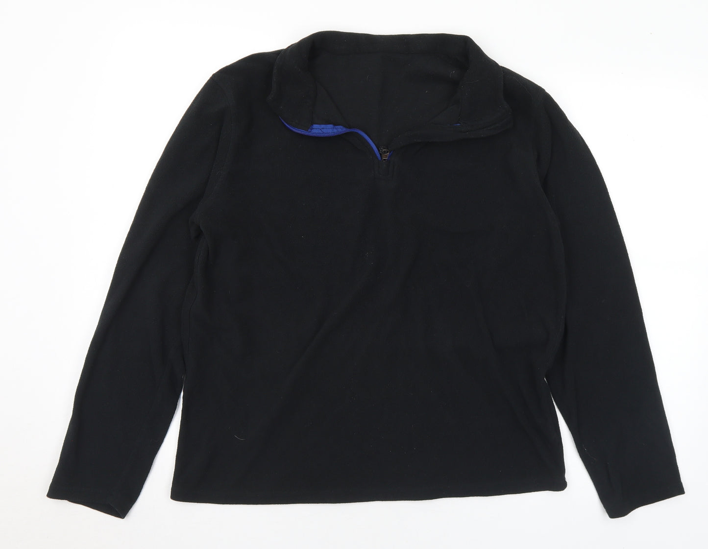 Winter Adventures Mens Black Collared Polyester Pullover Jumper Size M