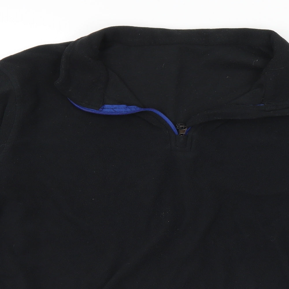 Winter Adventures Mens Black Collared Polyester Pullover Jumper Size M