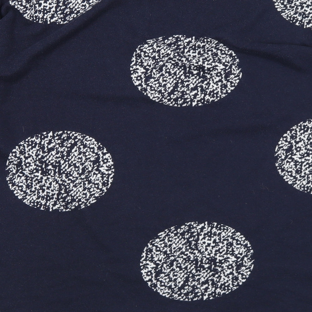 Nutmeg Womens Blue Round Neck Geometric Polyester Pullover Jumper Size 16