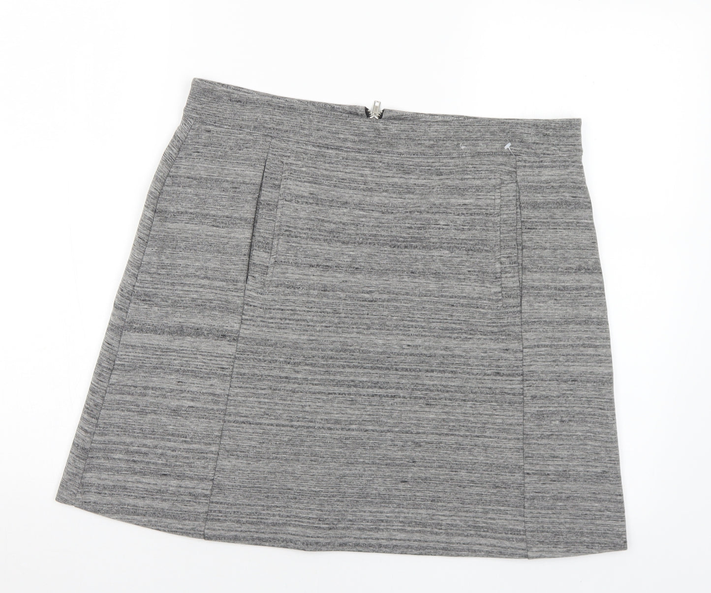 TU Womens Grey Cotton A-Line Skirt Size 14 Zip
