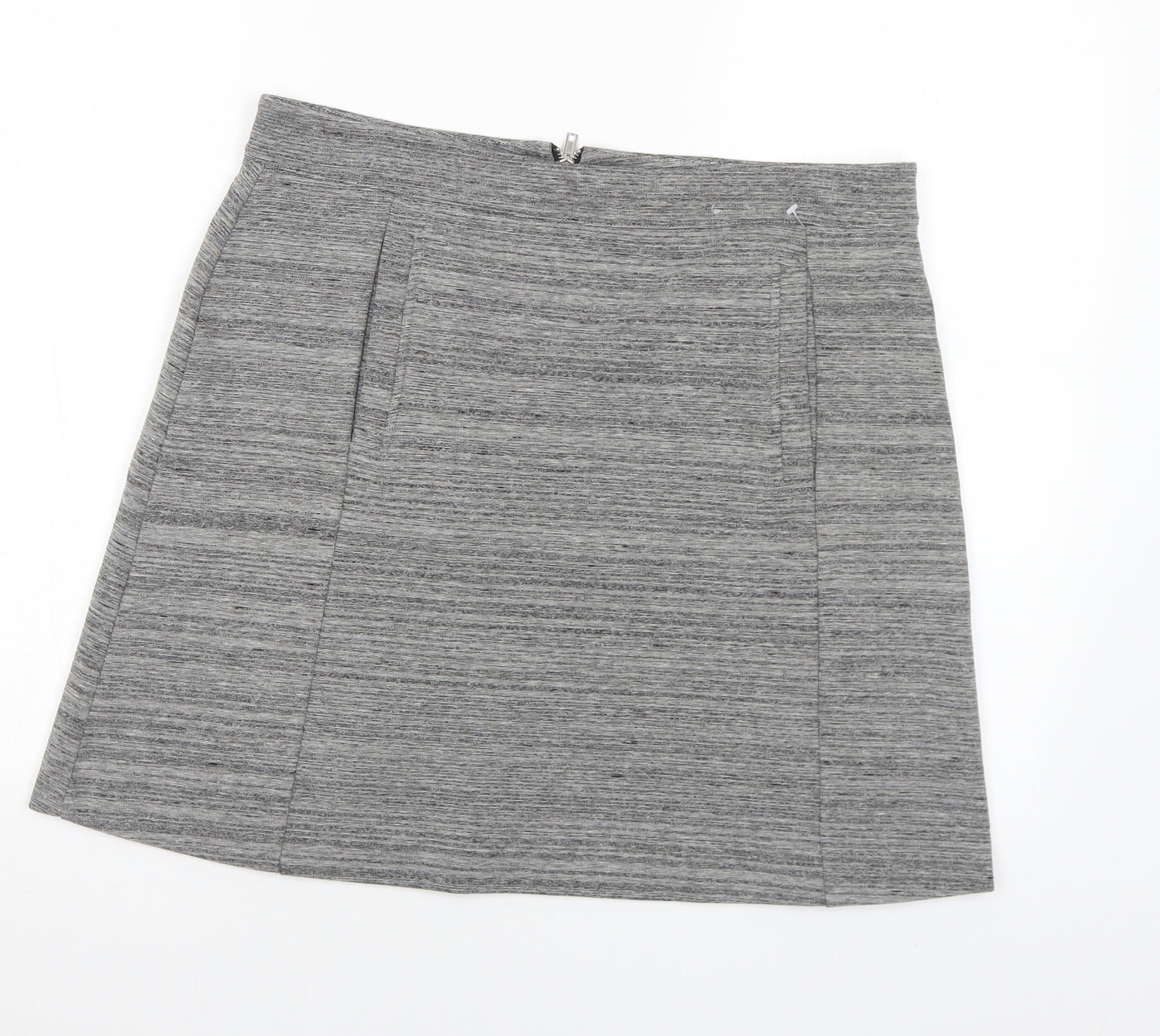 TU Womens Grey Cotton A-Line Skirt Size 14 Zip