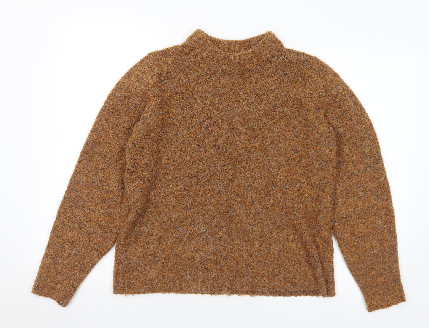 Warehouse Womens Brown Mock Neck Polyester Pullover Jumper Size 10