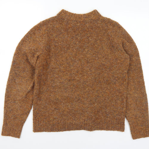 Warehouse Womens Brown Mock Neck Polyester Pullover Jumper Size 10