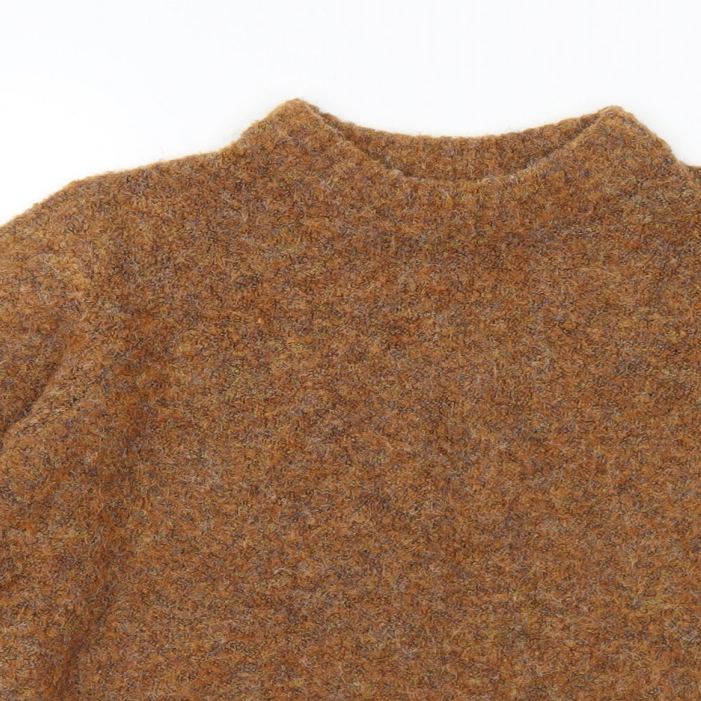 Warehouse Womens Brown Mock Neck Polyester Pullover Jumper Size 10