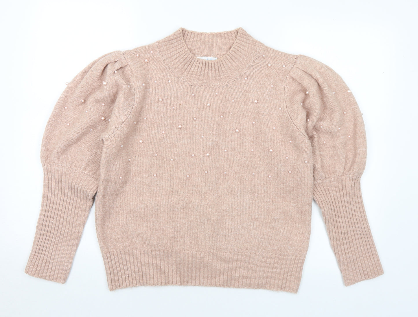 Primark Womens Pink Mock Neck Polyester Pullover Jumper Size 10 - 10-12
