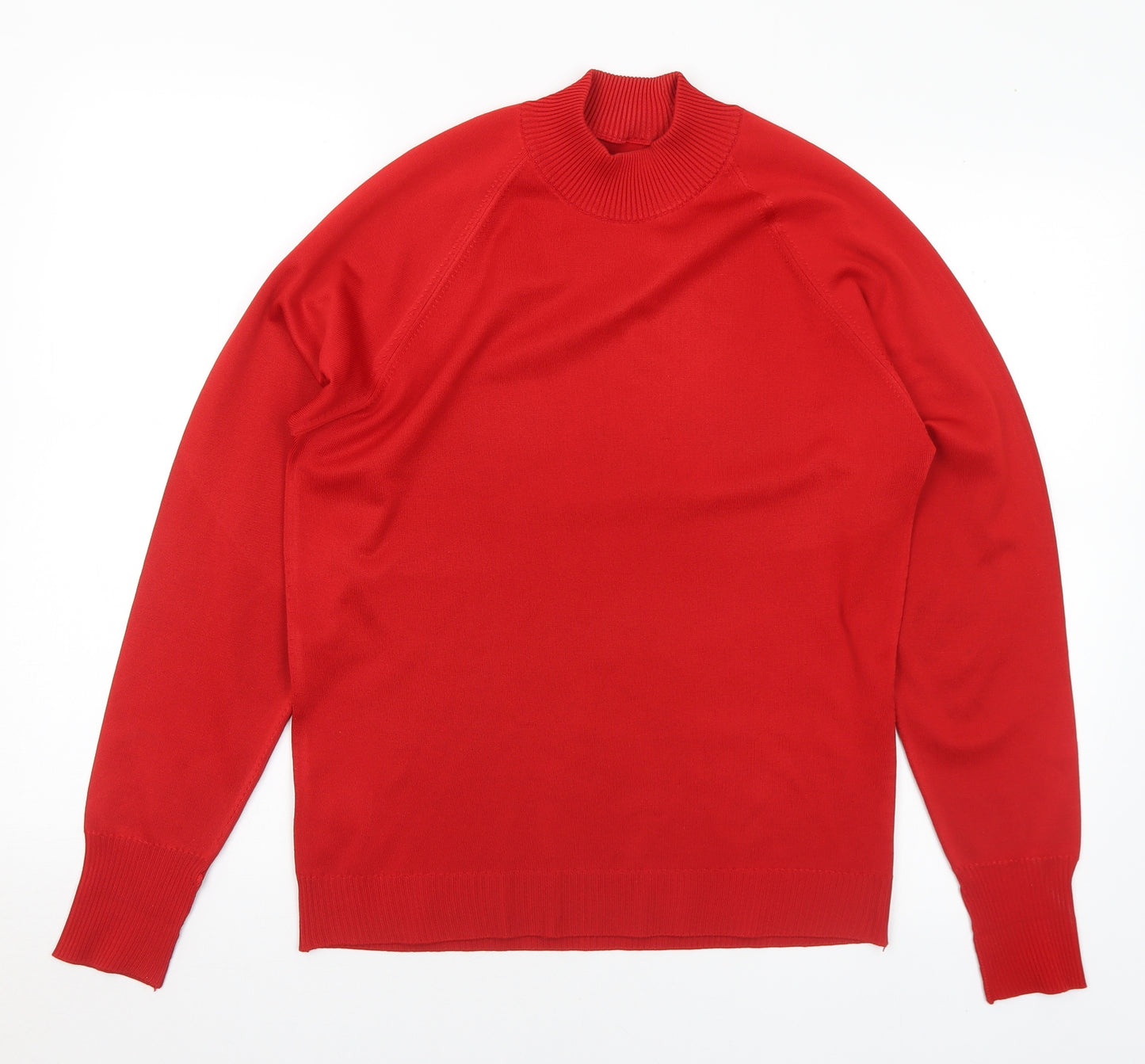 St Michael Womens Red Mock Neck Polyester Pullover Jumper Size 18