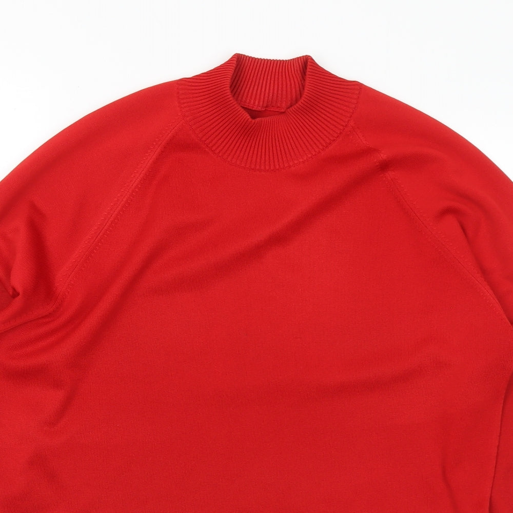 St Michael Womens Red Mock Neck Polyester Pullover Jumper Size 18