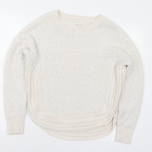 Apricot Womens White Round Neck Polyester Pullover Jumper Size 12