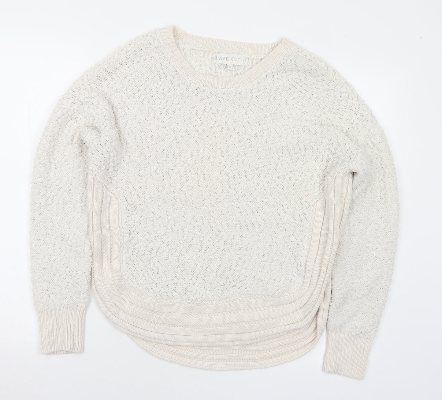 Apricot Womens White Round Neck Polyester Pullover Jumper Size 12