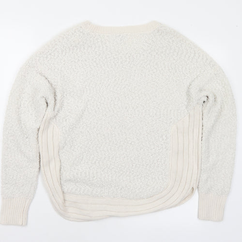 Apricot Womens White Round Neck Polyester Pullover Jumper Size 12