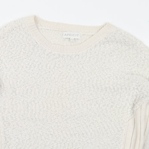 Apricot Womens White Round Neck Polyester Pullover Jumper Size 12