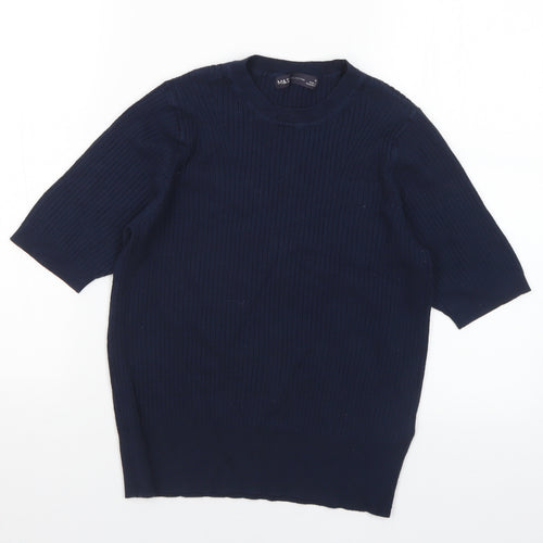 Marks and Spencer Womens Blue Mock Neck Viscose Pullover Jumper Size 12