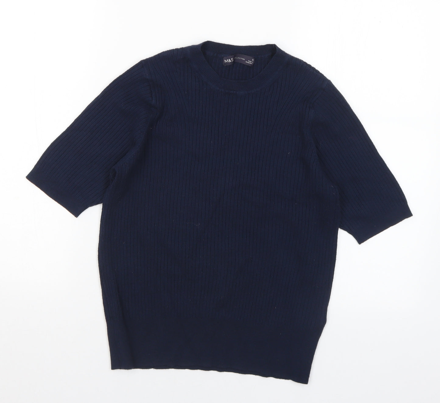 Marks and Spencer Womens Blue Mock Neck Viscose Pullover Jumper Size 12