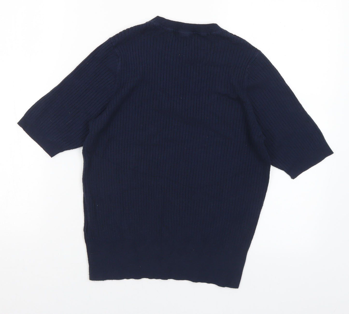 Marks and Spencer Womens Blue Mock Neck Viscose Pullover Jumper Size 12