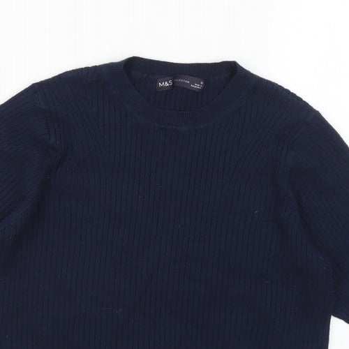 Marks and Spencer Womens Blue Mock Neck Viscose Pullover Jumper Size 12