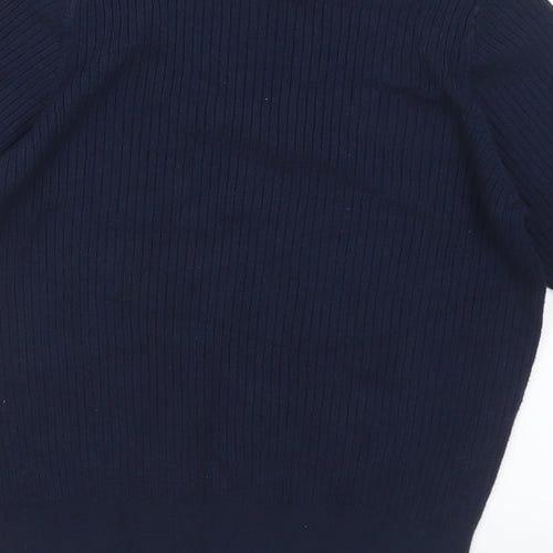 Marks and Spencer Womens Blue Mock Neck Viscose Pullover Jumper Size 12