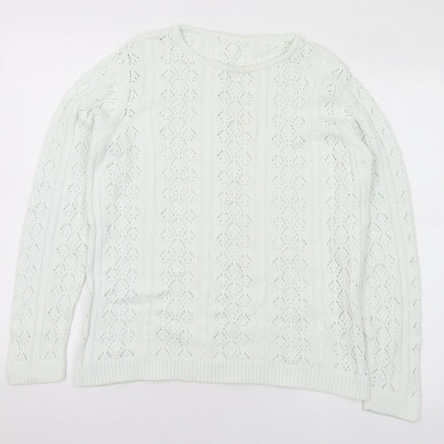 Jumper Womens Green Round Neck Cotton Pullover Jumper Size M - M/L