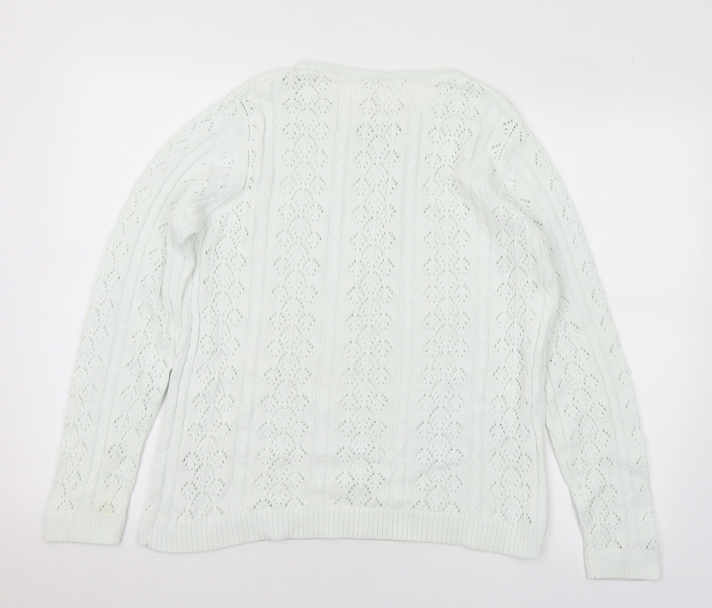 Jumper Womens Green Round Neck Cotton Pullover Jumper Size M - M/L