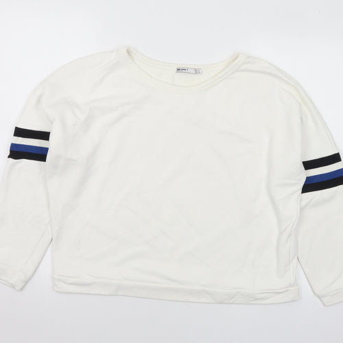 Zara Womens White Polyamide Pullover Sweatshirt Size M