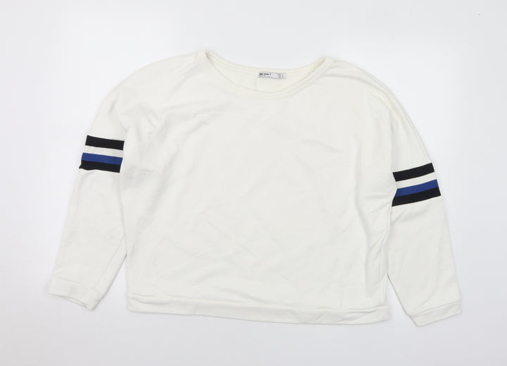 Zara Womens White Polyamide Pullover Sweatshirt Size M