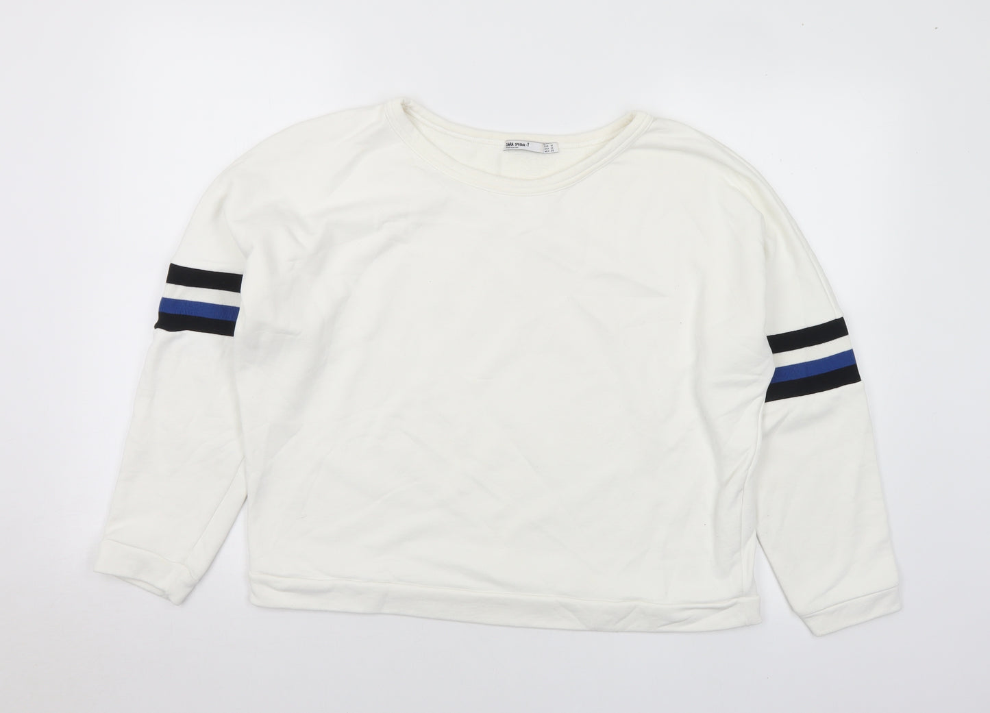 Zara Womens White Polyamide Pullover Sweatshirt Size M