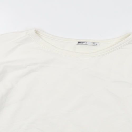 Zara Womens White Polyamide Pullover Sweatshirt Size M