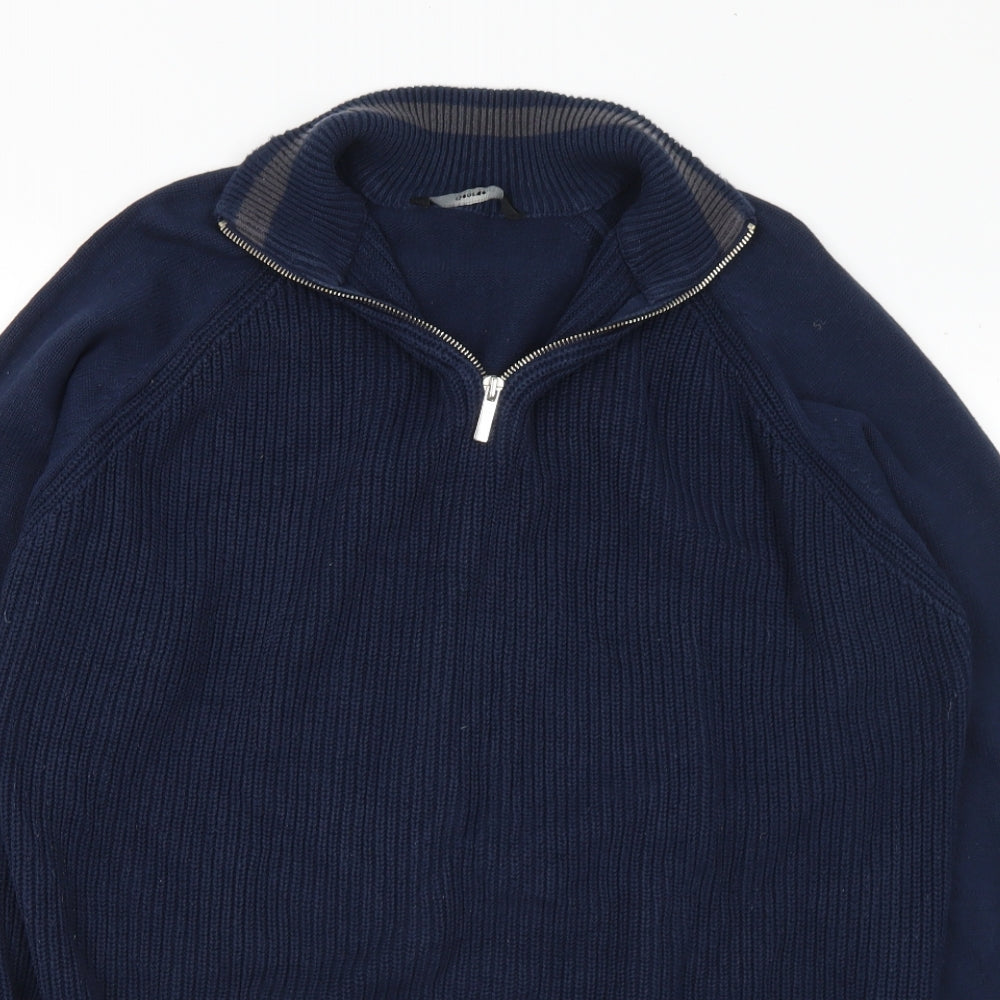 George Mens Blue Collared Cotton Pullover Jumper Size XL