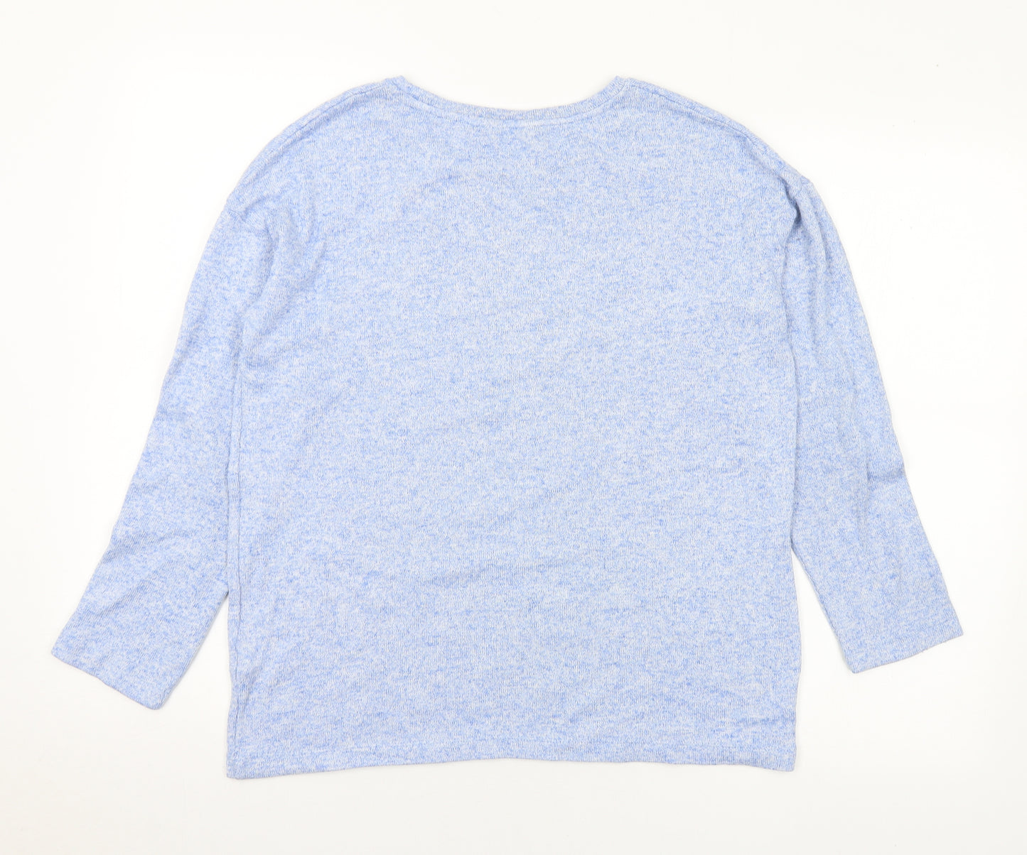 Nutmeg Womens Blue Round Neck Polyester Pullover Jumper Size 8