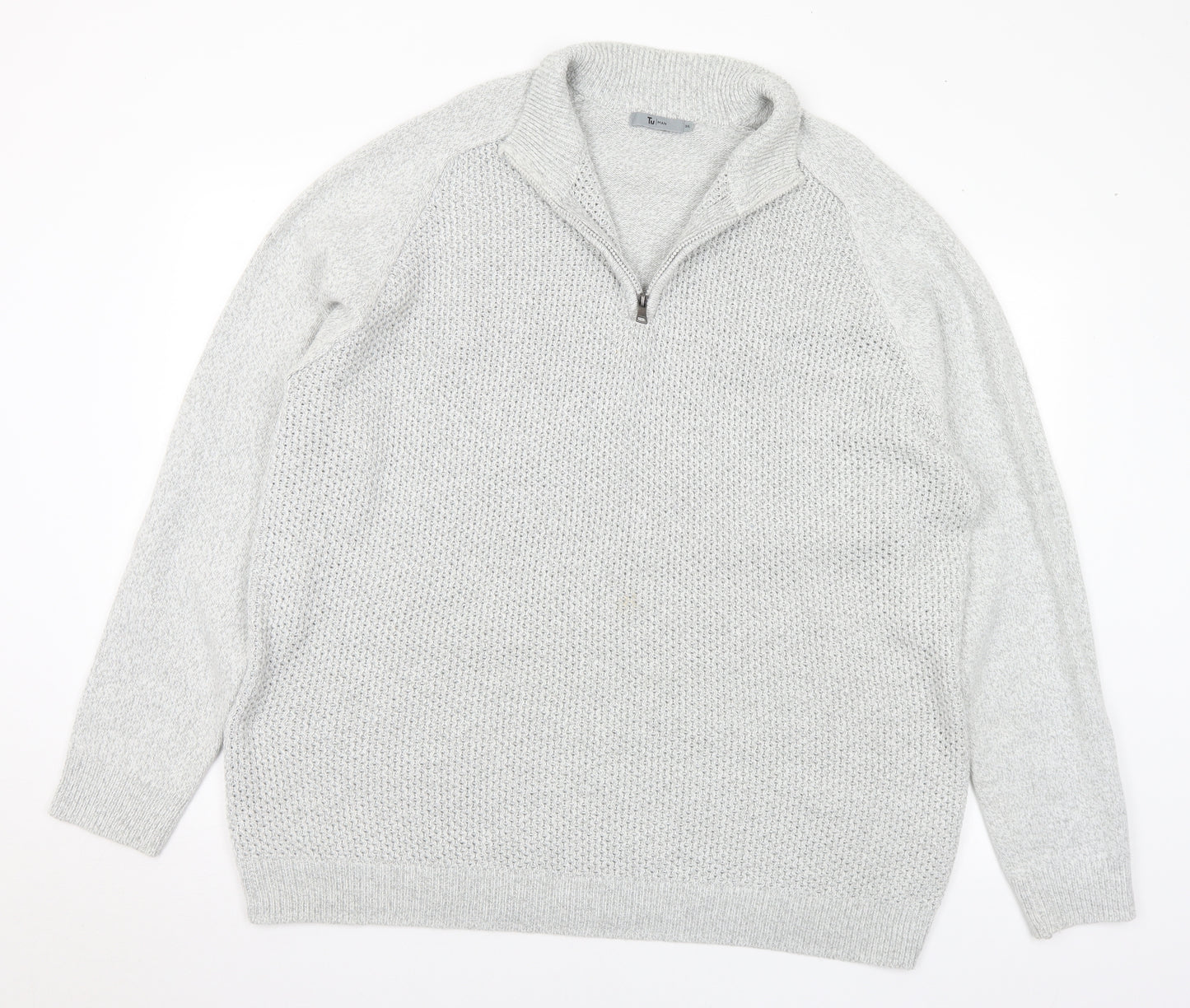 TU Mens Grey Collared Acrylic Pullover Jumper Size 3XL