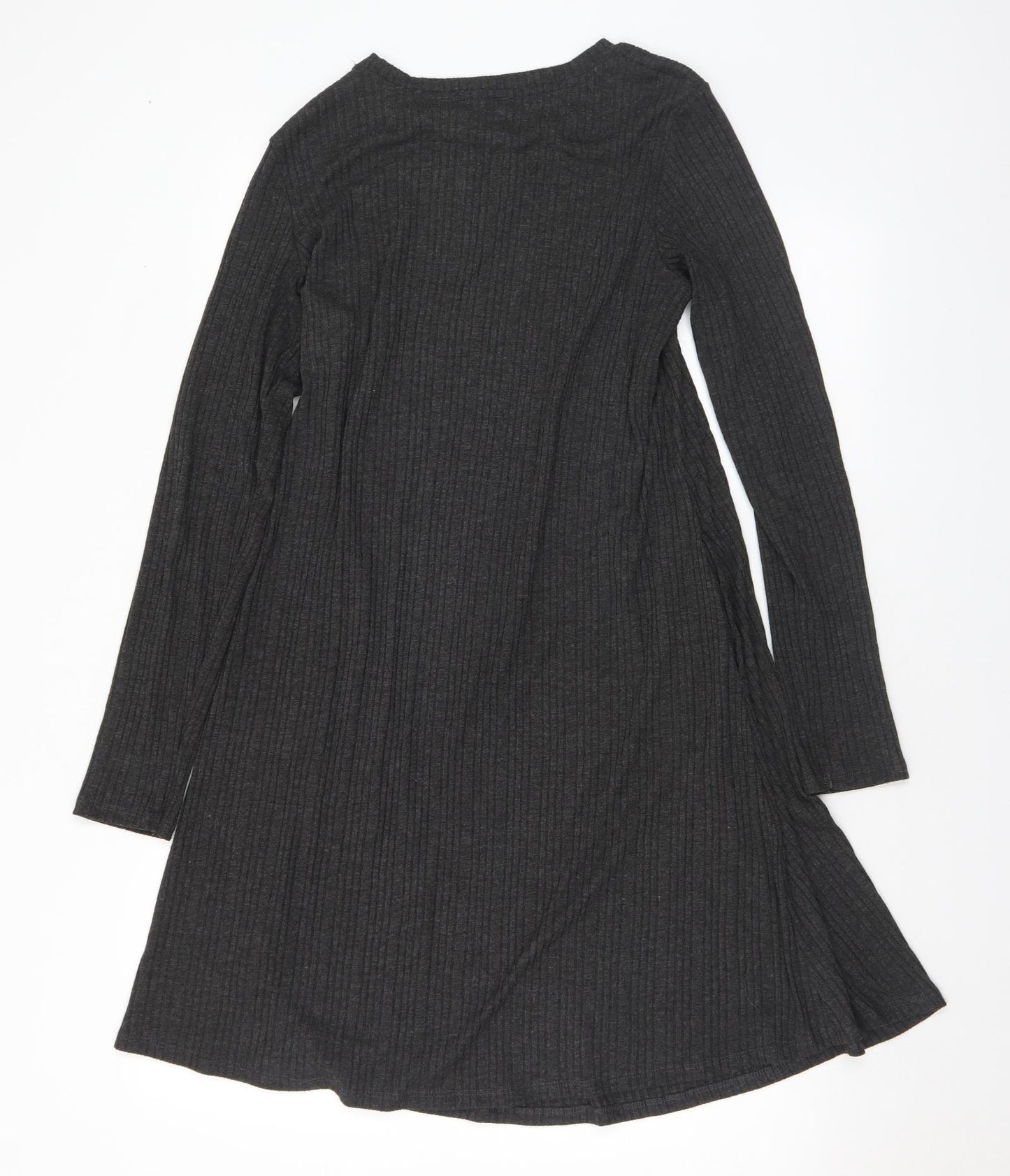 Marks and Spencer Womens Grey Polyester Jumper Dress Size 14 Round Neck