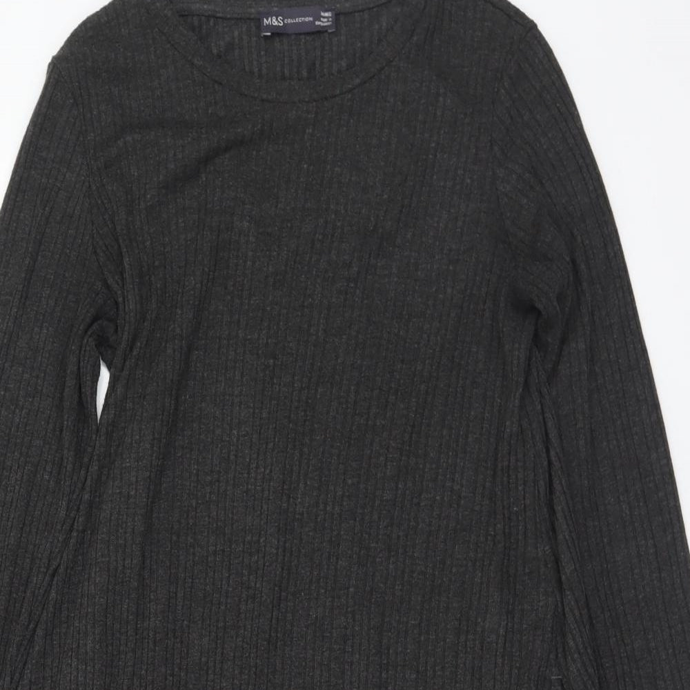 Marks and Spencer Womens Grey Polyester Jumper Dress Size 14 Round Neck