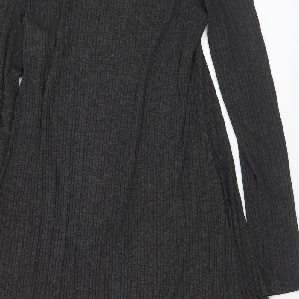 Marks and Spencer Womens Grey Polyester Jumper Dress Size 14 Round Neck