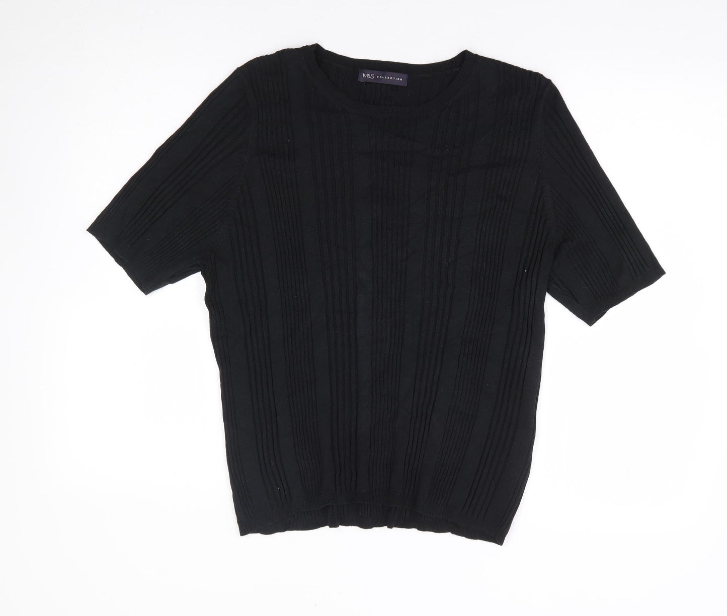 Marks an dSpencer Womens Black Round Neck Viscose Pullover Jumper Size 20