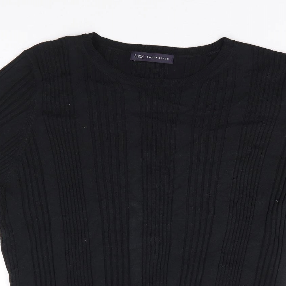 Marks an dSpencer Womens Black Round Neck Viscose Pullover Jumper Size 20