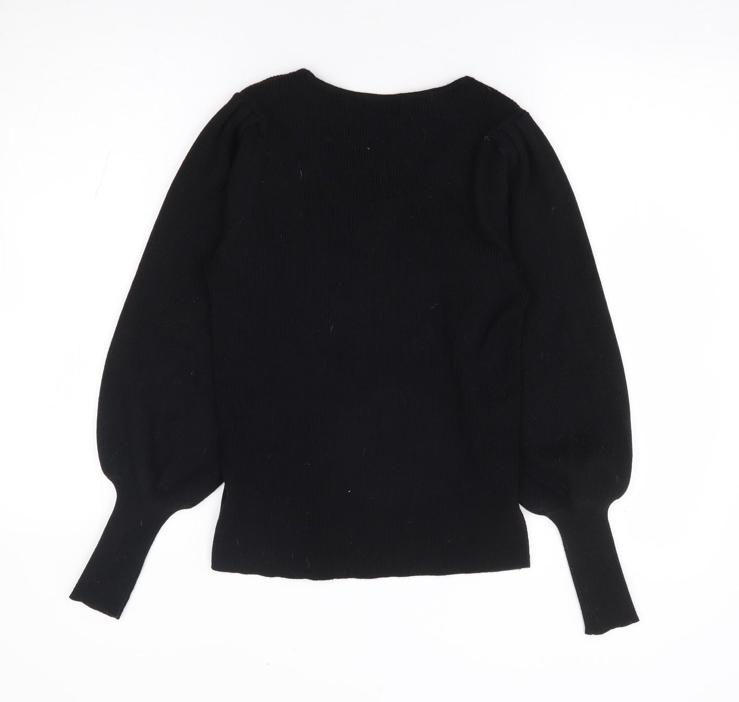 F&F Womens Black Scoop Neck Viscose Pullover Jumper Size 12 - Ribbed