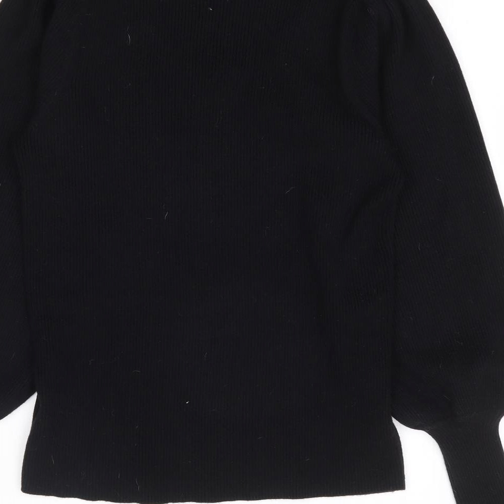 F&F Womens Black Scoop Neck Viscose Pullover Jumper Size 12 - Ribbed