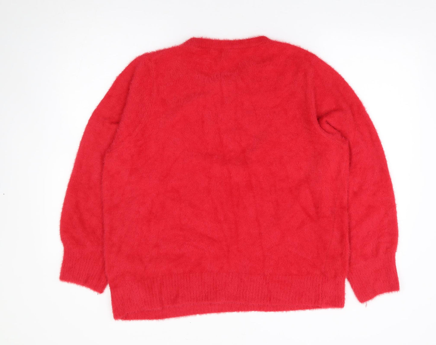 Peacocks Womens Red Round Neck Nylon Pullover Jumper Size XL - Christmas