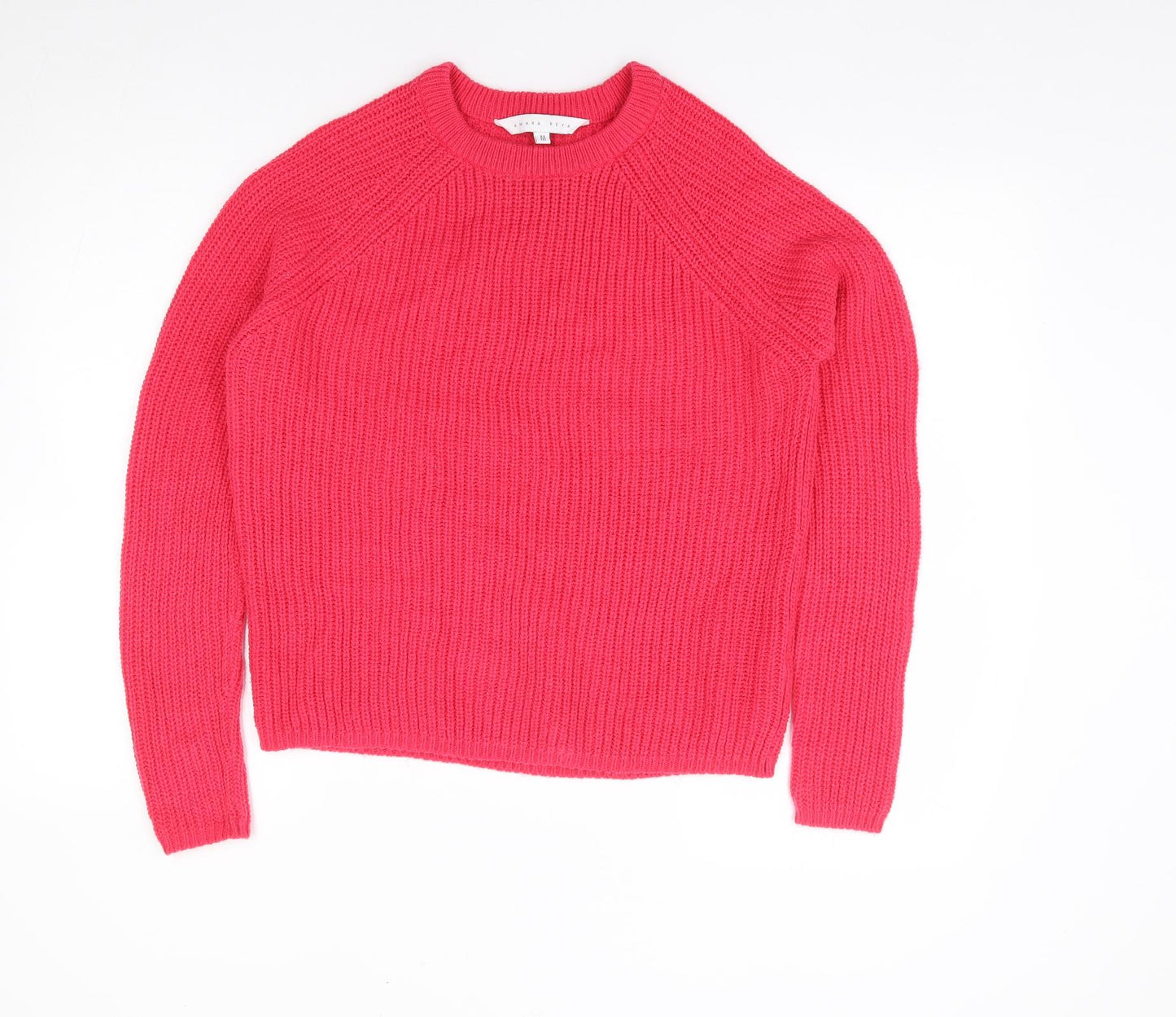 Amara Reya Womens Pink Crew Neck Acrylic Pullover Jumper Size M