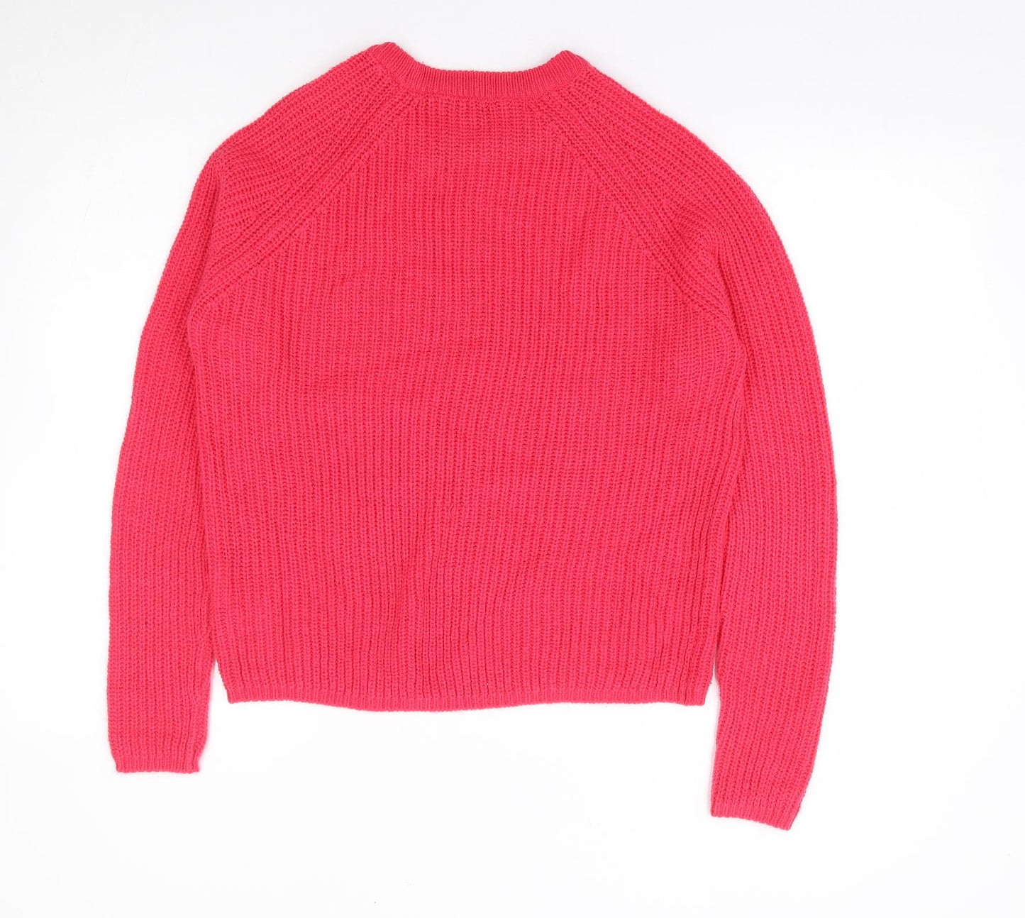 Amara Reya Womens Pink Crew Neck Acrylic Pullover Jumper Size M