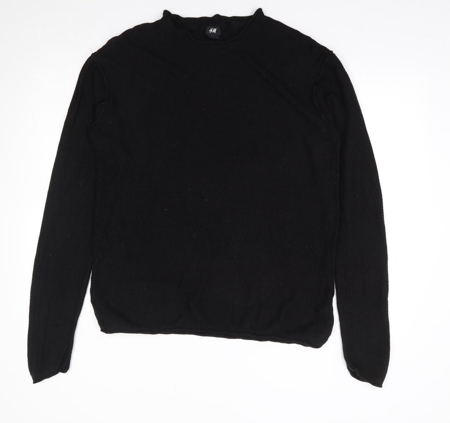 H&M Womens Black Round Neck Acrylic Pullover Jumper Size M