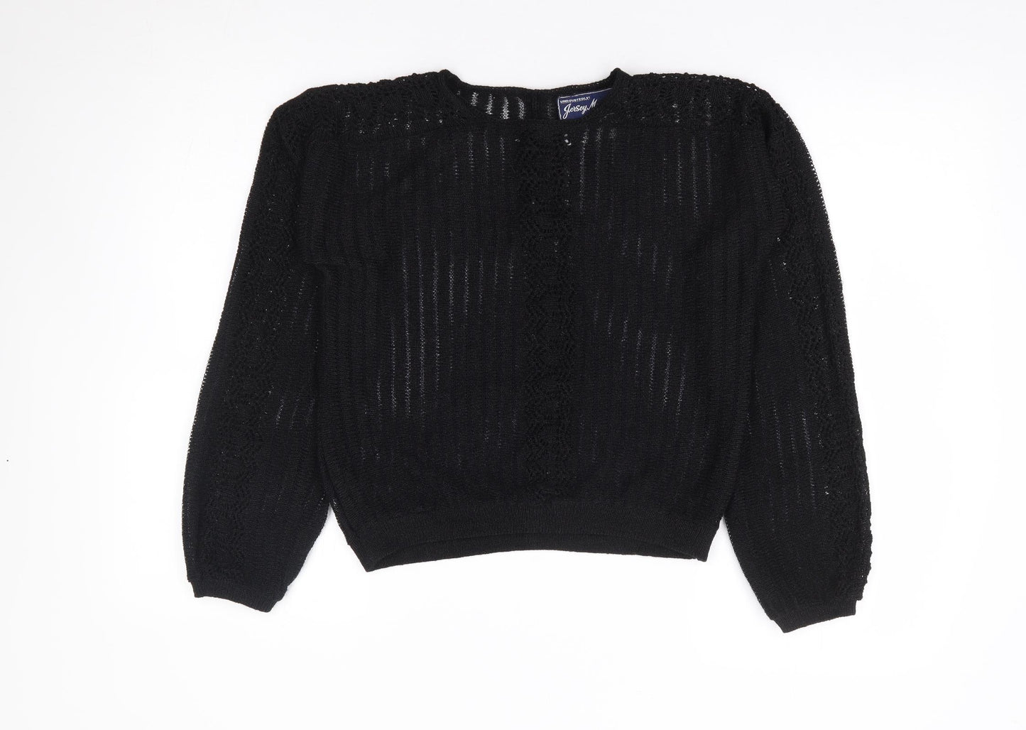 Jersey Masters Womens Black Round Neck Acrylic Pullover Jumper Size 10
