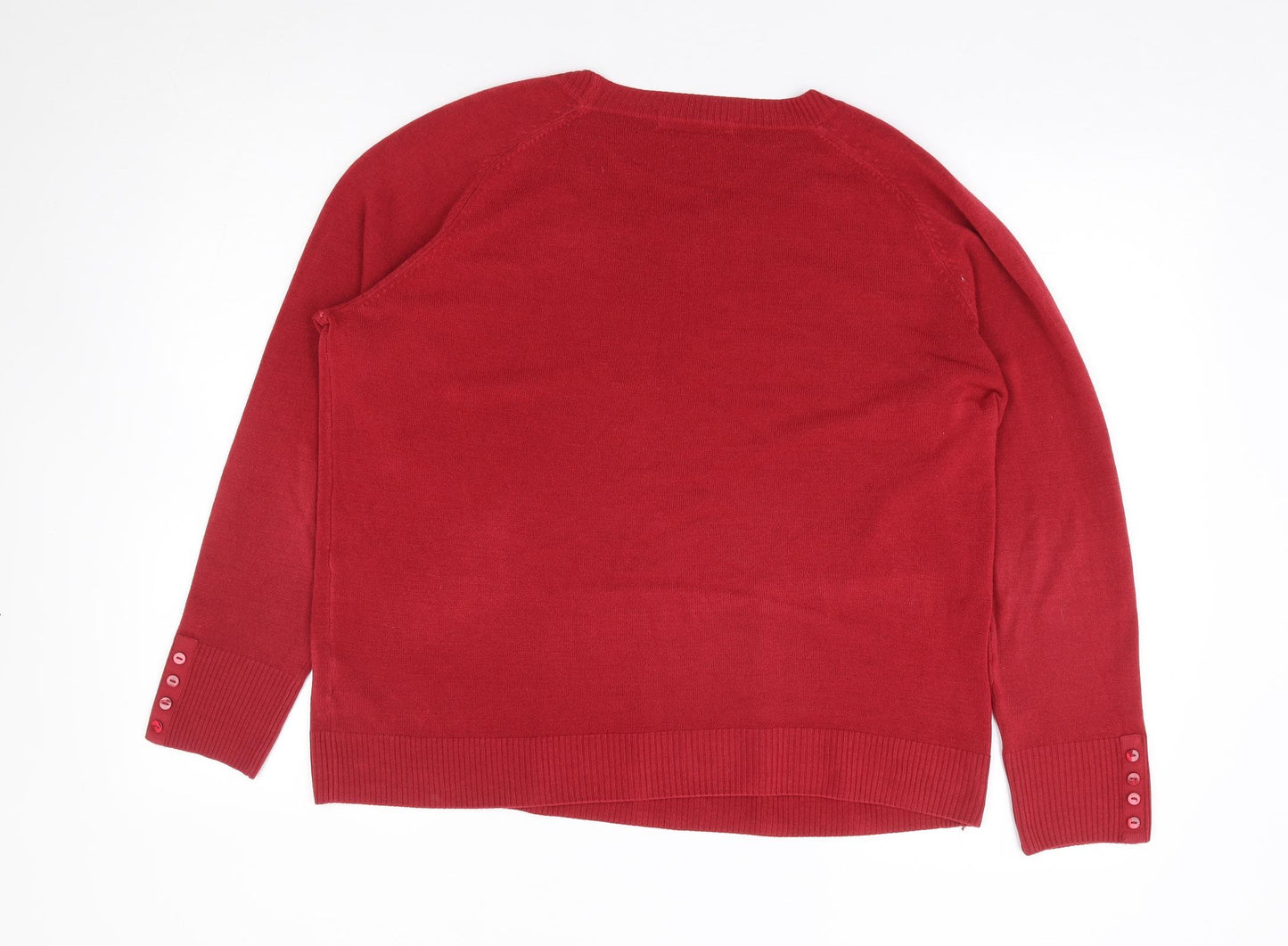 Marks and Spencer Womens Red Round Neck Acrylic Pullover Jumper Size 16