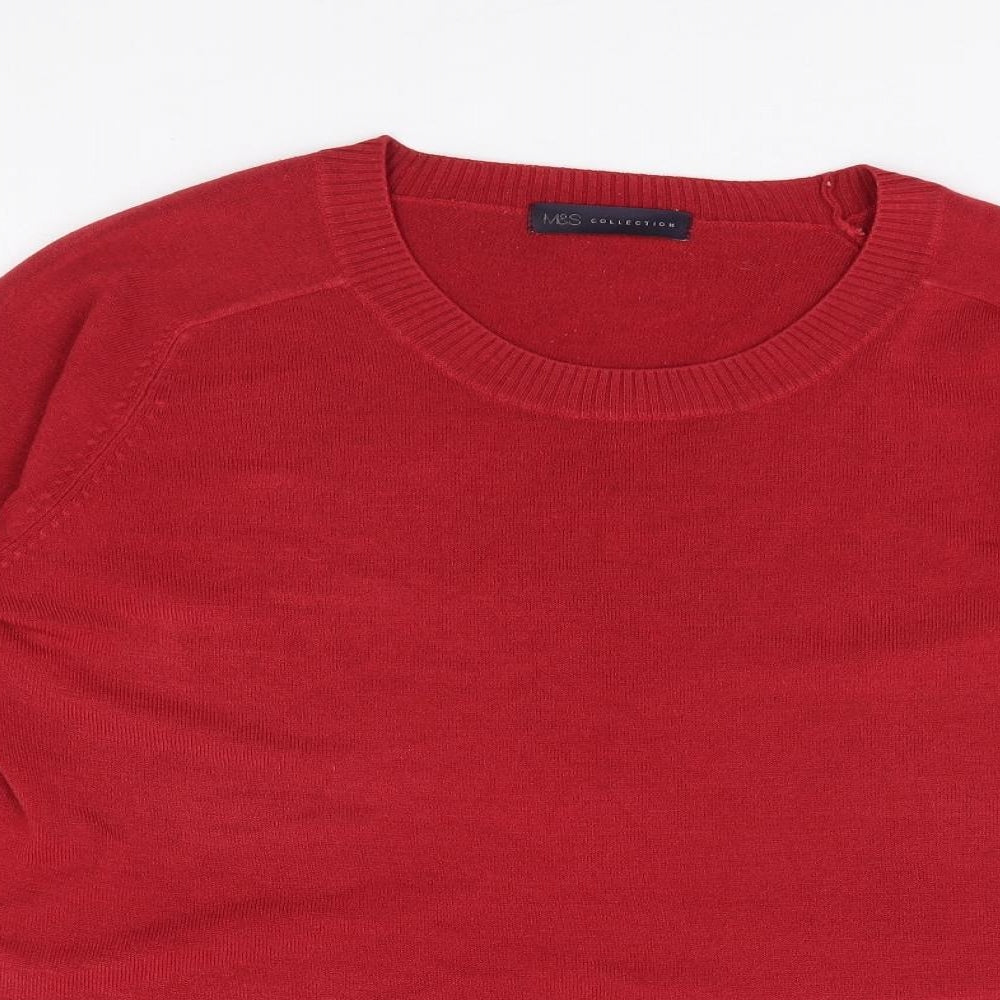 Marks and Spencer Womens Red Round Neck Acrylic Pullover Jumper Size 16