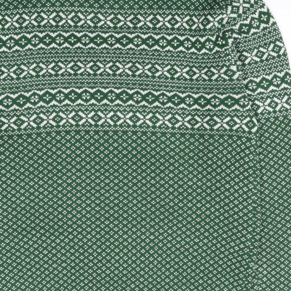 TU Mens Green Crew Neck Geometric Acrylic Pullover Jumper Size M - Christmas