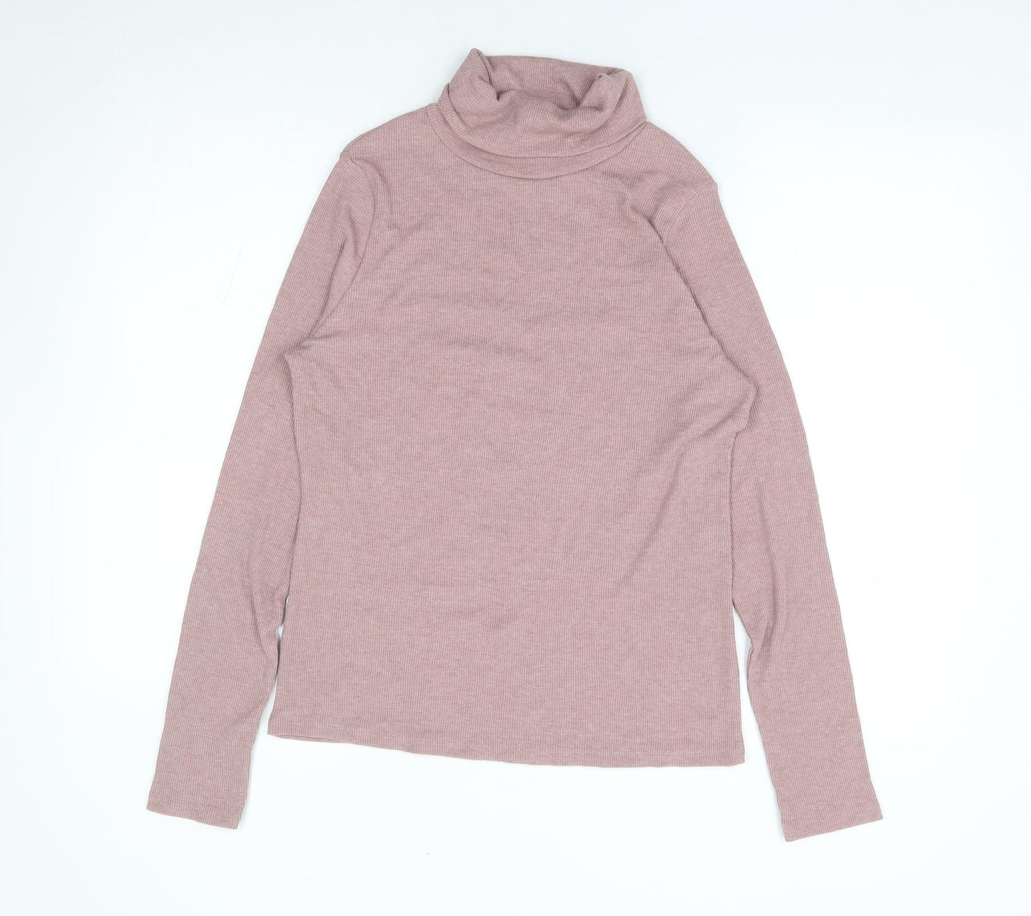 New Look Womens Pink Polyester Jersey T-Shirt Size 18 Roll Neck - Ribbed