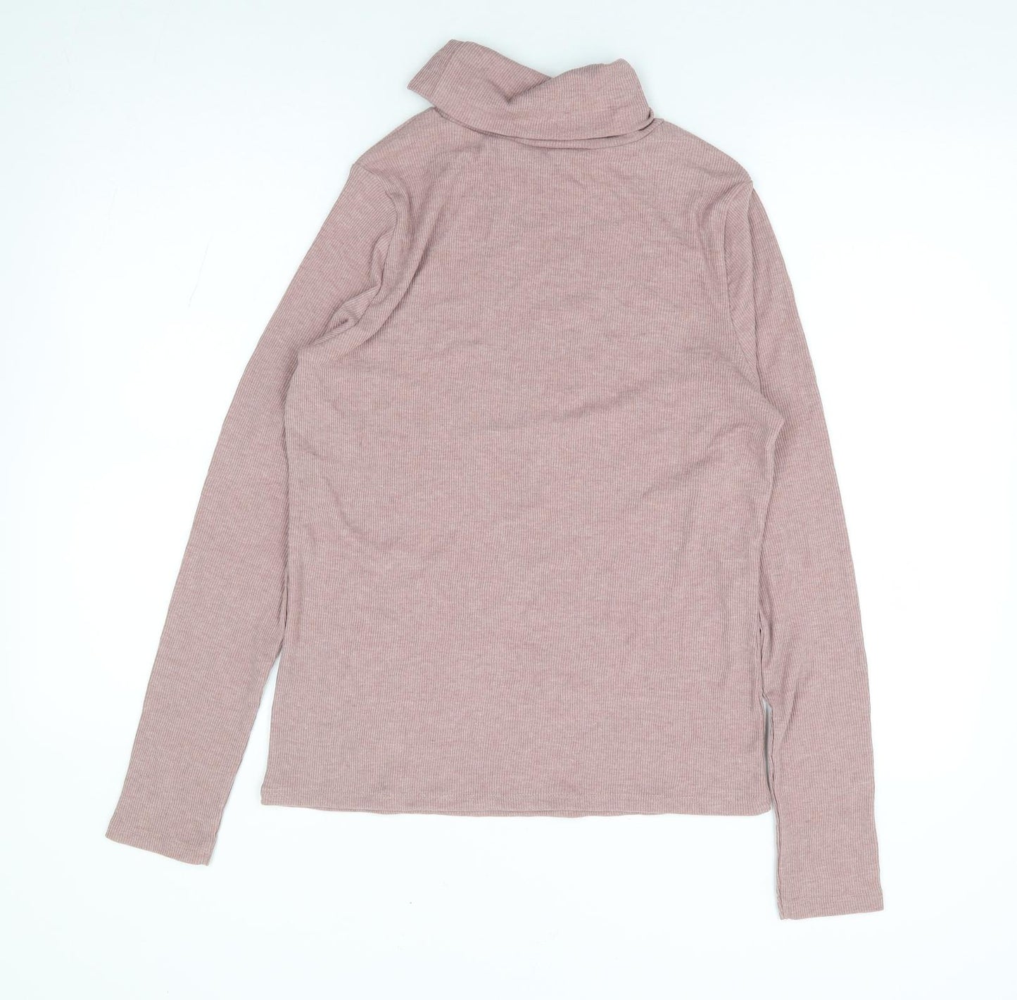 New Look Womens Pink Polyester Jersey T-Shirt Size 18 Roll Neck - Ribbed