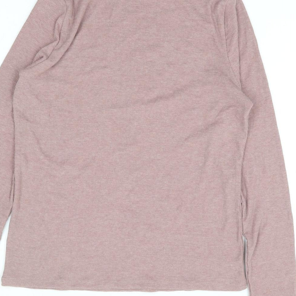New Look Womens Pink Polyester Jersey T-Shirt Size 18 Roll Neck - Ribbed