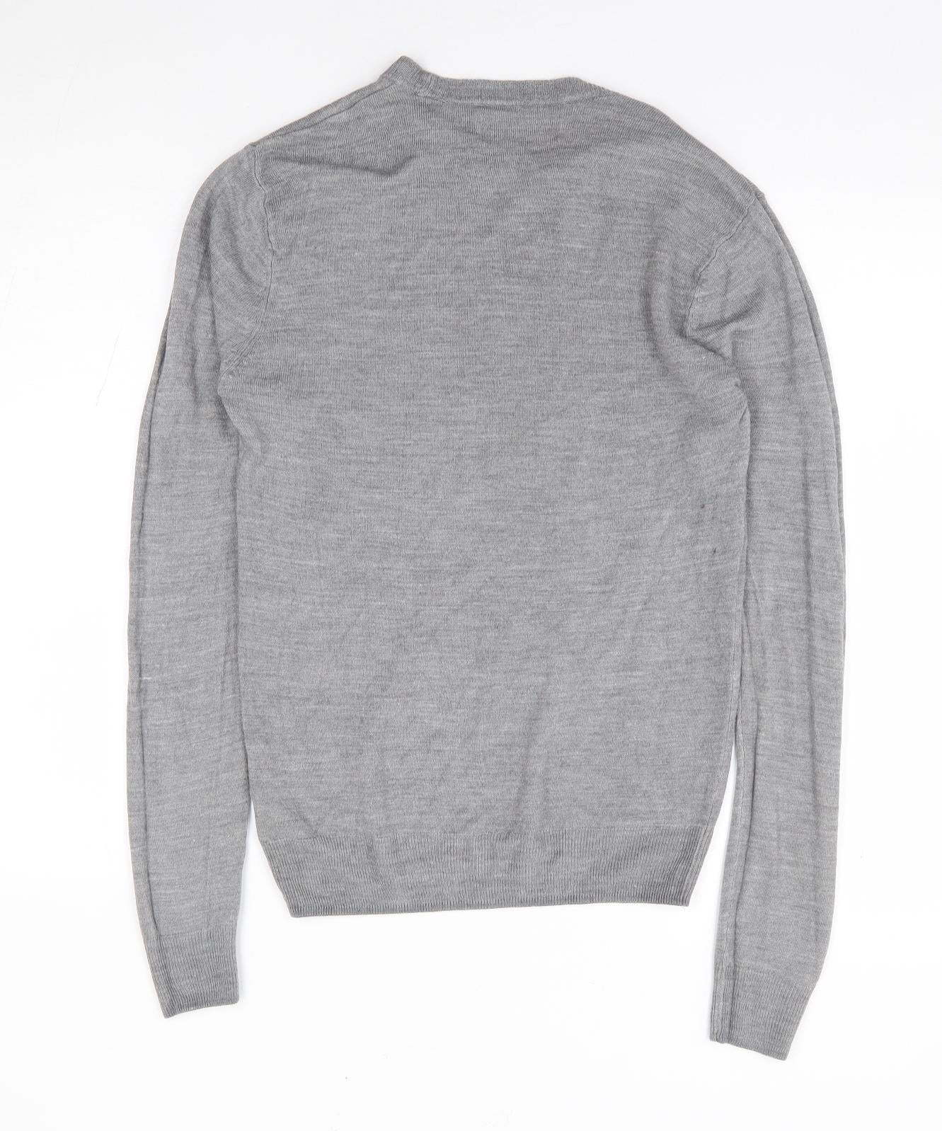 Primark Mens Grey Round Neck Acrylic Pullover Jumper Size XS