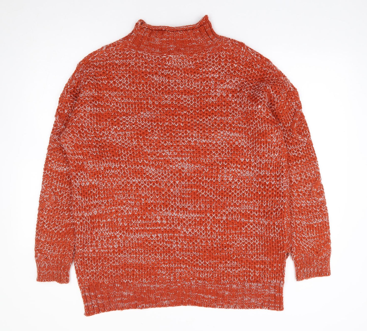 Papaya Womens Orange High Neck Acrylic Pullover Jumper Size L