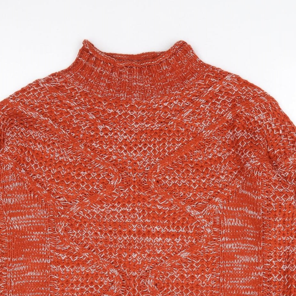 Papaya Womens Orange High Neck Acrylic Pullover Jumper Size L